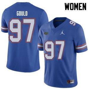 Women's Florida Gators #97 Jon Gould NCAA Jordan Brand Royal Authentic Stitched College Football Jersey EYB6462FL